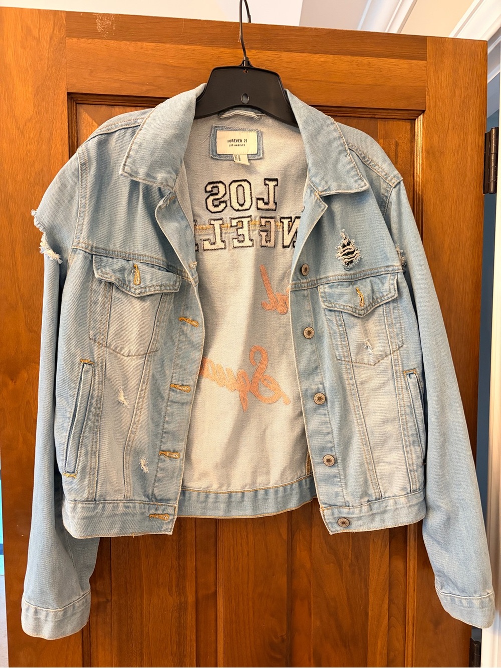 Forever 21 Light Wash Distressed Denim Jacket
